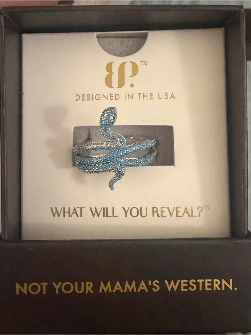Bomb party turquoise magnesite Snake Wrap Ring